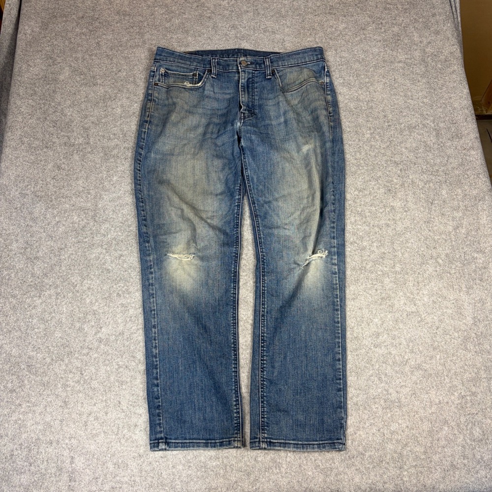 Levis 541 Athletic Taper Blue Denim Jeans Mens 36x30 Distressed Medium Wash